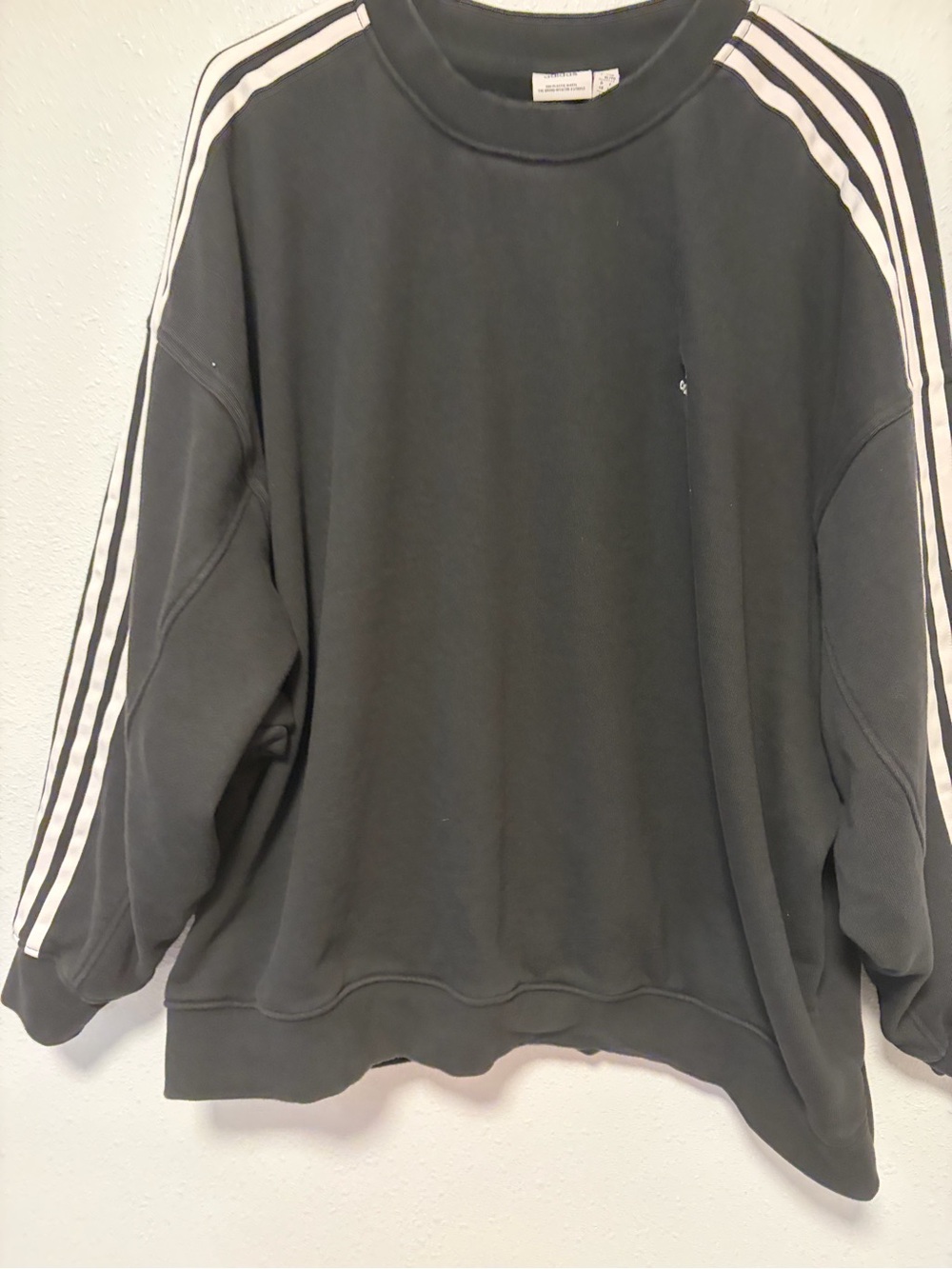 adidas Black Crewneck Sweatshirt with White Sleeve Stripes